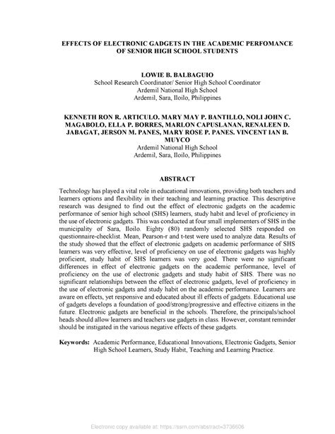 advantages of electronic gadgets for students|Effects of Electronic Gadgets in the Academic Perfomance of Senior Hi.